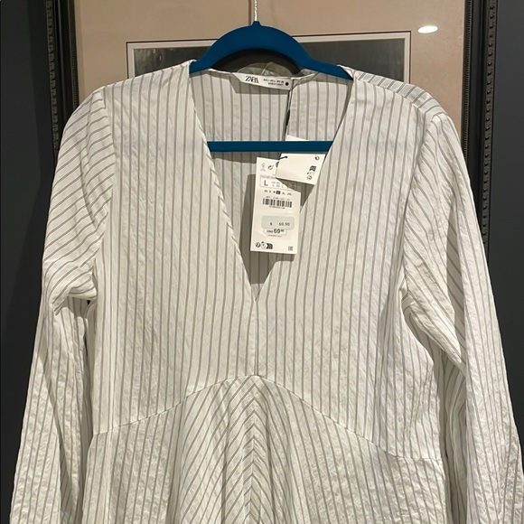Zara White Long Sleeve Dress - Picture 3 of 3